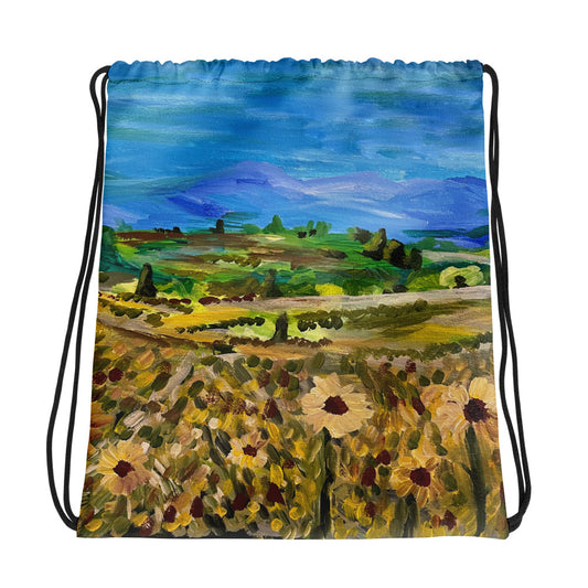 Sunflower Field - Drawstring Bag